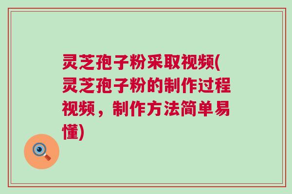 灵芝孢子粉采取视频(灵芝孢子粉的制作过程视频，制作方法简单易懂)