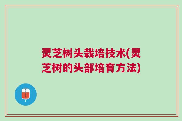 灵芝树头栽培技术(灵芝树的头部培育方法)