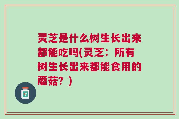 灵芝是什么树生长出来都能吃吗(灵芝：所有树生长出来都能食用的蘑菇？)