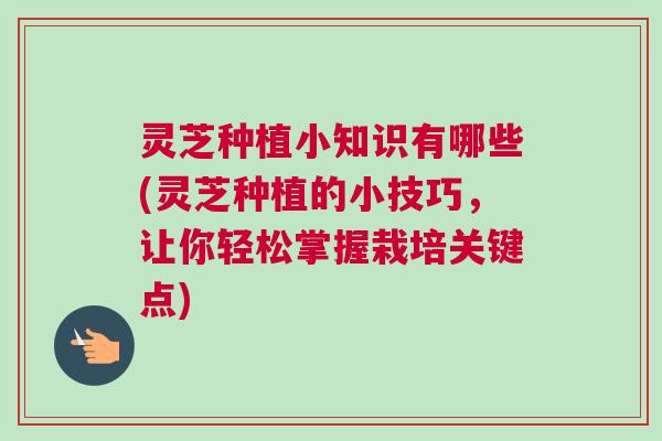 灵芝种植小知识有哪些(灵芝种植的小技巧，让你轻松掌握栽培关键点)