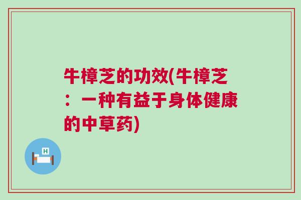 牛樟芝的功效(牛樟芝：一种有益于身体健康的中草药)