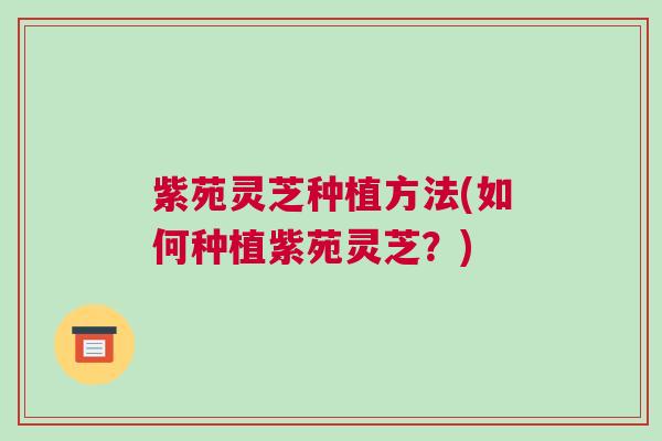 紫苑灵芝种植方法(如何种植紫苑灵芝?)