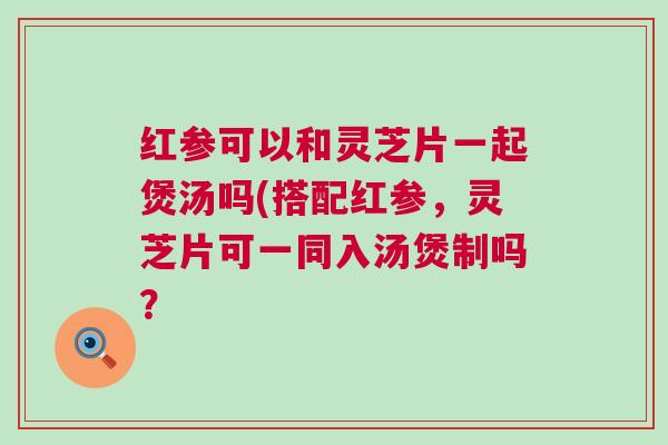 红参可以和灵芝片一起煲汤吗(搭配红参，灵芝片可一同入汤煲制吗？