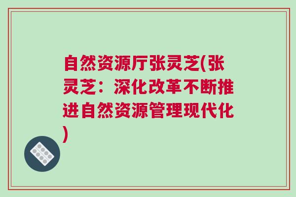 自然资源厅张灵芝(张灵芝：深化改革不断推进自然资源管理现代化)