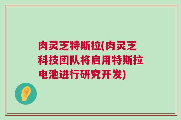 肉灵芝特斯拉(肉灵芝科技团队将启用特斯拉电池进行研究开发) 肉灵芝特斯拉(肉灵芝科技团队将启用特斯拉电池进行研究开发)