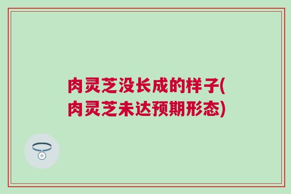 肉灵芝没长成的样子(肉灵芝未达预期形态)
