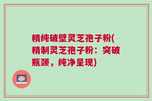 精纯破壁灵芝孢子粉(精制灵芝孢子粉：突破瓶颈，纯净呈现)