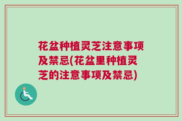 花盆种植灵芝注意事项及禁忌(花盆里种植灵芝的注意事项及禁忌)