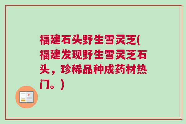 福建石头野生雪灵芝(福建发现野生雪灵芝石头，珍稀品种成药材热门。)