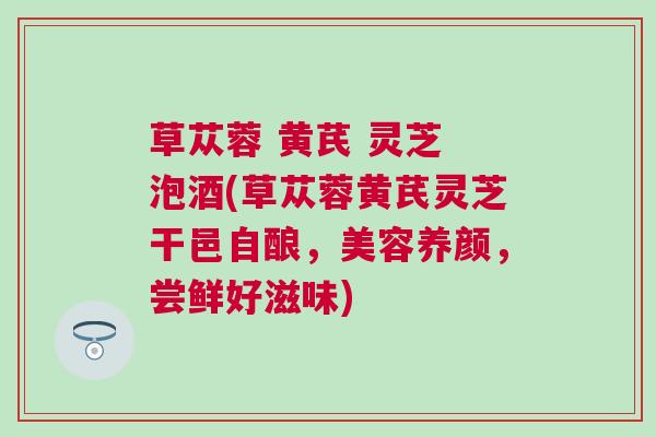 草苁蓉 黄芪 灵芝 泡酒(草苁蓉黄芪灵芝干邑自酿，美容养颜，尝鲜好滋味)