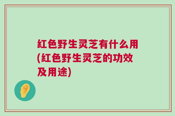 红色野生灵芝有什么用(红色野生灵芝的功效及用途)