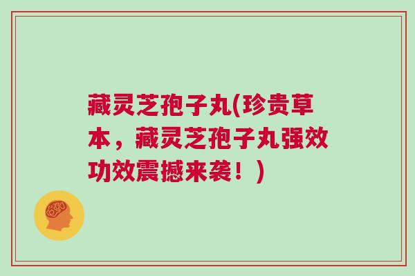 藏灵芝孢子丸(珍贵草本，藏灵芝孢子丸强效功效震撼来袭！)
