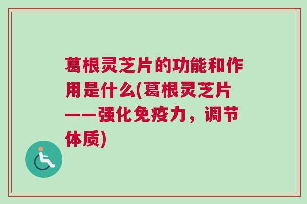 葛根灵芝片的功能和作用是什么(葛根灵芝片——强化免疫力，调节体质)