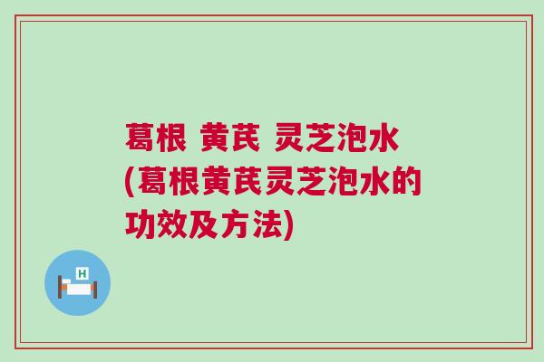 葛根 黄芪 灵芝泡水(葛根黄芪灵芝泡水的功效及方法)