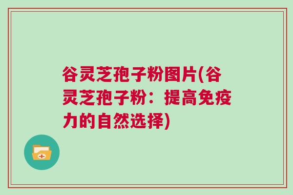 谷灵芝孢子粉图片(谷灵芝孢子粉：提高免疫力的自然选择)