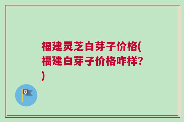 福建灵芝白芽子价格(福建白芽子价格咋样？)