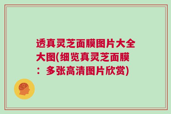 透真灵芝面膜图片大全大图(细览真灵芝面膜：多张高清图片欣赏)