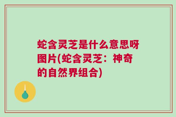 蛇含灵芝是什么意思呀图片(蛇含灵芝:神奇的自然界组合) 蛇含灵芝是什么意思呀图片(蛇含灵芝:神奇的自然界组合)