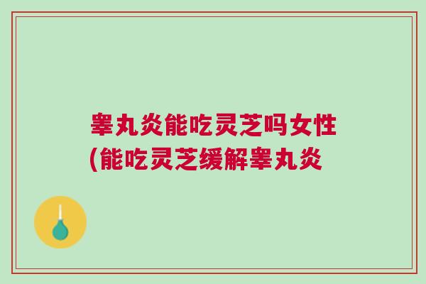 睾丸炎能吃灵芝吗女性(能吃灵芝缓解睾丸炎