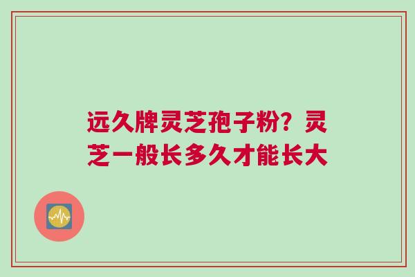 远久牌灵芝孢子粉？灵芝一般长多久才能长大