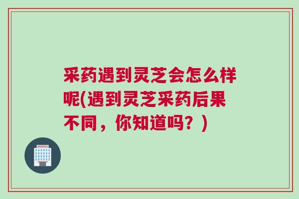 采药遇到灵芝会怎么样呢(遇到灵芝采药后果不同，你知道吗？)