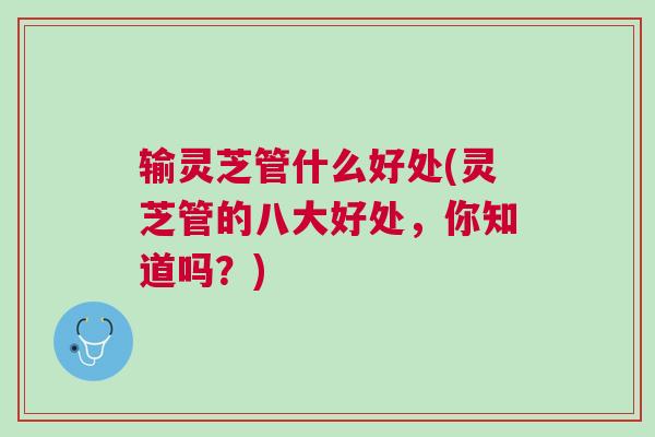 输灵芝管什么好处(灵芝管的八大好处，你知道吗？)