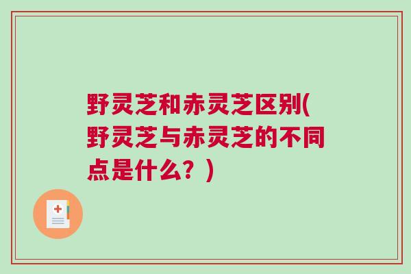 野灵芝和赤灵芝区别(野灵芝与赤灵芝的不同点是什么?) 野灵芝和赤灵芝区别(野灵芝与赤灵芝的不同点是什么?)
