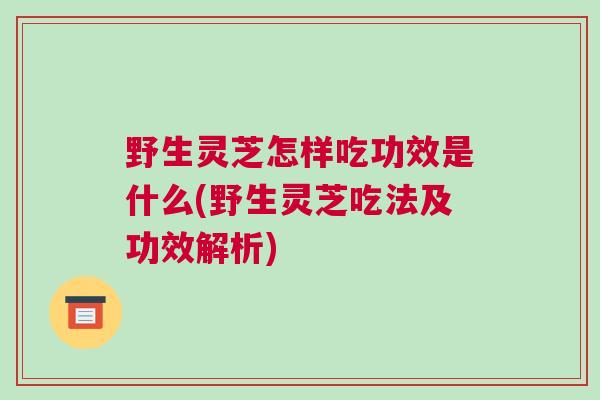 野生灵芝怎样吃功效是什么(野生灵芝吃法及功效解析)