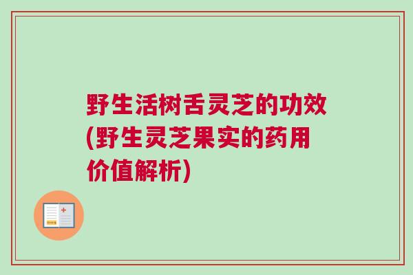 野生活树舌灵芝的功效(野生灵芝果实的药用价值解析)