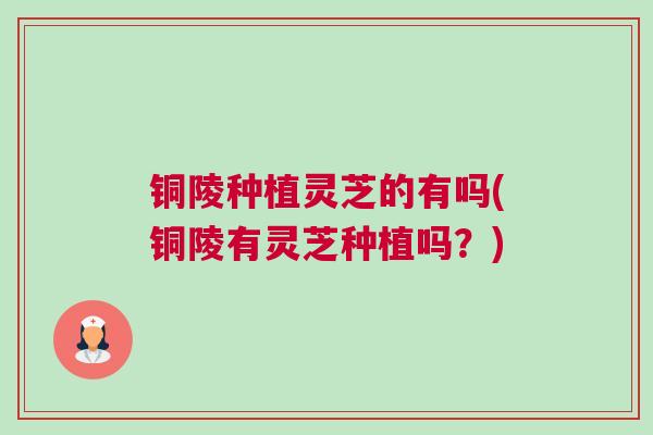 铜陵种植灵芝的有吗(铜陵有灵芝种植吗？)