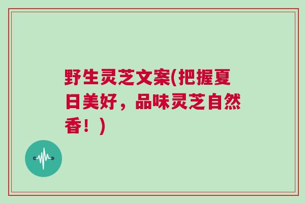 野生灵芝文案(把握夏日美好，品味灵芝自然香！)