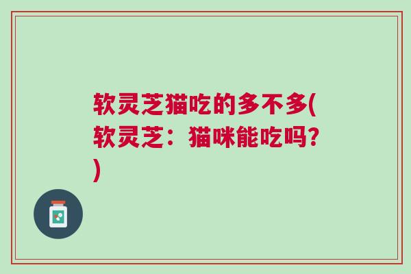 软灵芝猫吃的多不多(软灵芝：猫咪能吃吗？)