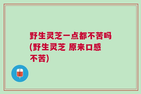野生灵芝一点都不苦吗(野生灵芝 原来口感不苦)