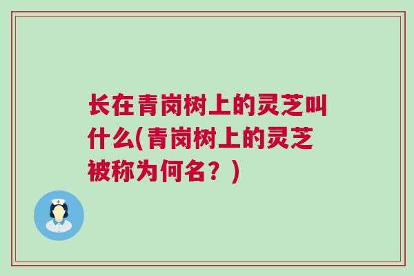 长在青岗树上的灵芝叫什么(青岗树上的灵芝被称为何名？)