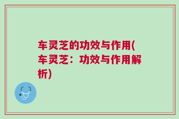 车灵芝的功效与作用(车灵芝：功效与作用解析)