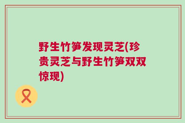 野生竹笋发现灵芝(珍贵灵芝与野生竹笋双双惊现)