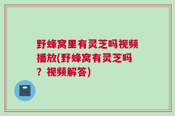 野蜂窝里有灵芝吗视频播放(野蜂窝有灵芝吗？视频解答)