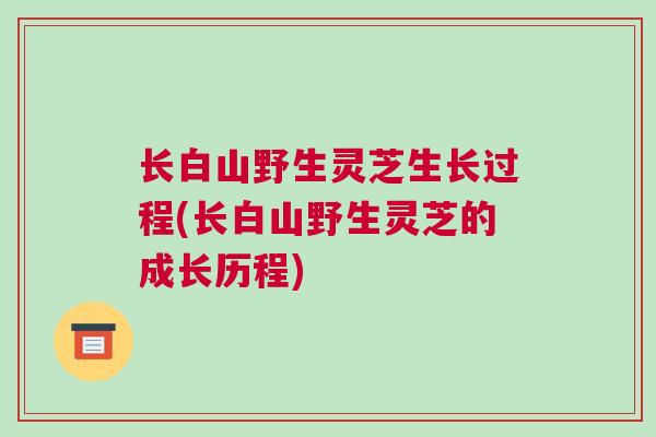 长白山野生灵芝生长过程(长白山野生灵芝的成长历程)