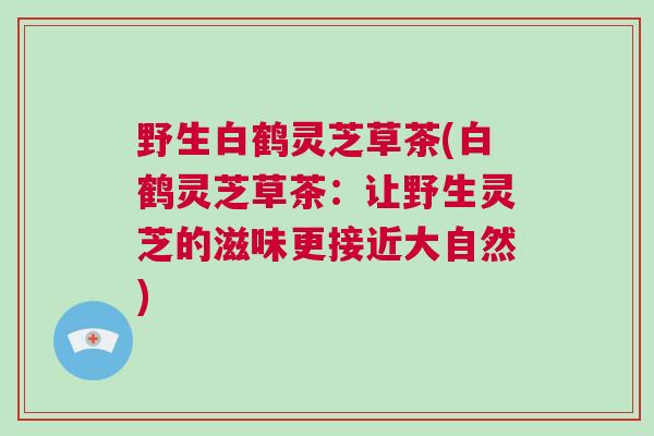 野生白鹤灵芝草茶(白鹤灵芝草茶:让野生灵芝的滋味更接近大自然) 野生白鹤灵芝草茶(白鹤灵芝草茶:让野生灵芝的滋味更接近大自然)