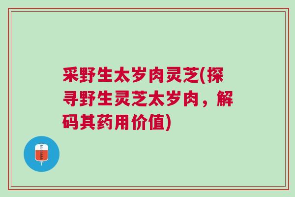采野生太岁肉灵芝(探寻野生灵芝太岁肉,解码其药用价值) 采野生太岁肉灵芝(探寻野生灵芝太岁肉,解码其药用价值)