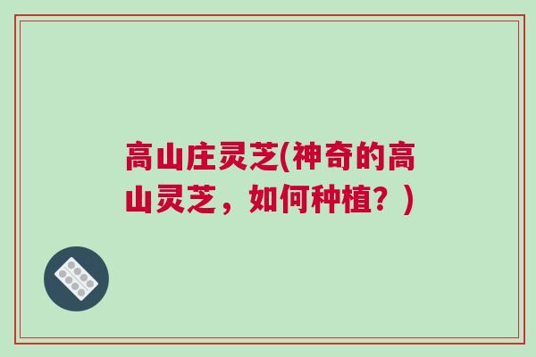 高山庄灵芝(神奇的高山灵芝，如何种植？)