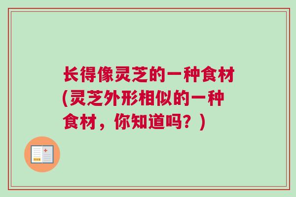 长得像灵芝的一种食材(灵芝外形相似的一种食材，你知道吗？)