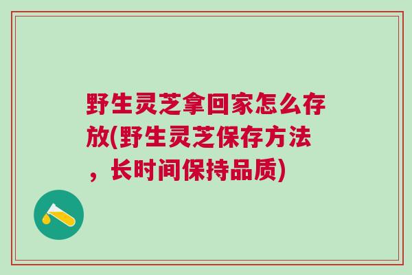 野生灵芝拿回家怎么存放(野生灵芝保存方法，长时间保持品质)