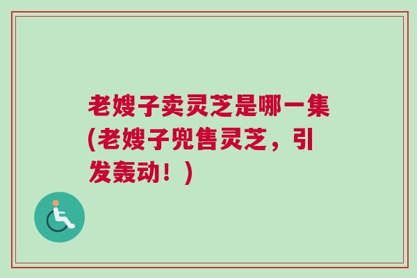 老嫂子卖灵芝是哪一集(老嫂子兜售灵芝，引发轰动！)