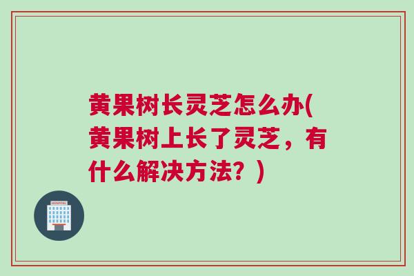 黄果树长灵芝怎么办(黄果树上长了灵芝,有什么解决方法?) 黄果树长灵芝怎么办(黄果树上长了灵芝,有什么解决方法?)