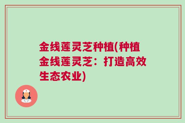 金线莲灵芝种植(种植金线莲灵芝：打造高效生态农业)