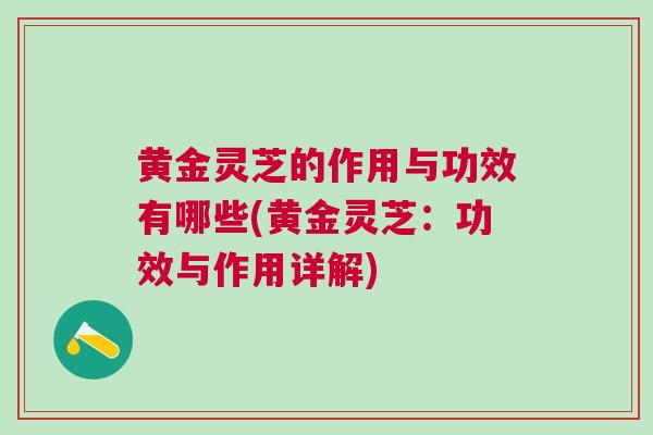 黄金灵芝的作用与功效有哪些(黄金灵芝：功效与作用详解)
