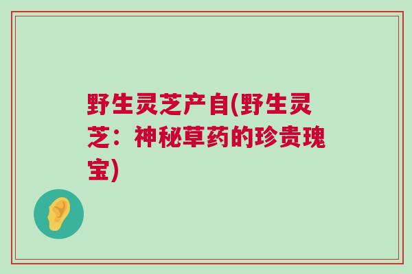 野生灵芝产自(野生灵芝：神秘草药的珍贵瑰宝)
