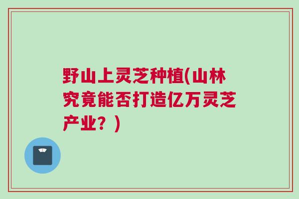 野山上灵芝种植(山林究竟能否打造亿万灵芝产业？)