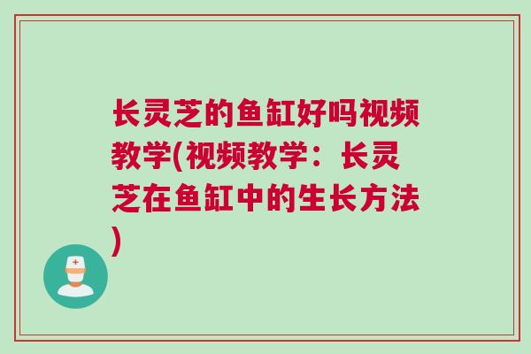 长灵芝的鱼缸好吗视频教学(视频教学：长灵芝在鱼缸中的生长方法)